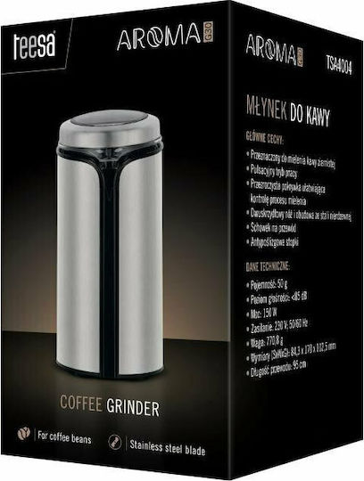 Teesa Aroma G30 Electric Coffee Grinder 150W for 50gr Beans Silver