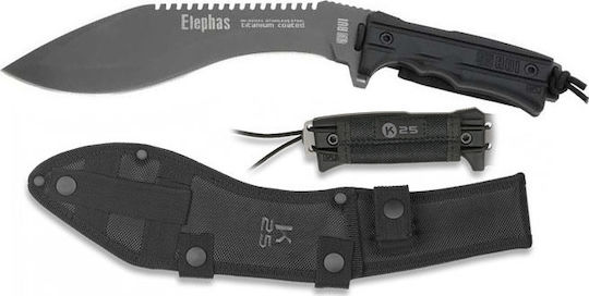 K25 Elephas Kukri Επιβίωσης Μαύρο σε Θήκη