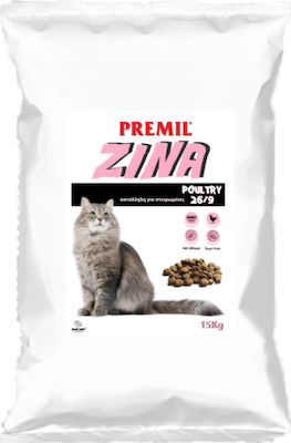 Premil Zina Dry Food for Adult Cats with Chicken 15kg