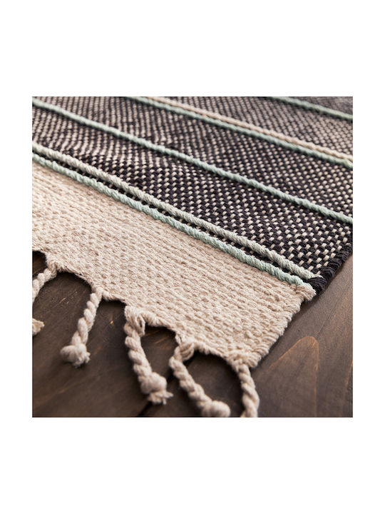 Gofis Home Aladdin Χαλί Ορθογώνιο με Κρόσια Μαύρο / Σιέλ 704/14 130x190cm