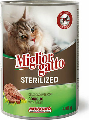 Morando Miglior Gatto Sterilised Wet Food for Sterilised Senior Cats for Urinary Health In Can with Rabbit 1pc 400gr