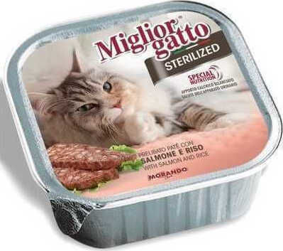 Morando Miglior Gatto Sterilised Wet Food for Sterilised Adult Cats In Tray with Salmon Ταψάκι 1pc 100gr