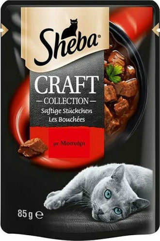 Sheba Delikatesse Wet Food for Adult Cats in Pouches with Calf 85gr