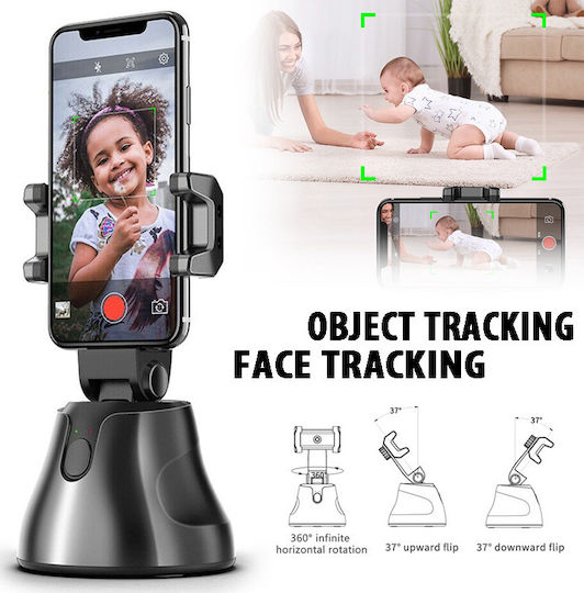 Following Face 360 Mobile Phone Stand with Face Detection in Black Colour