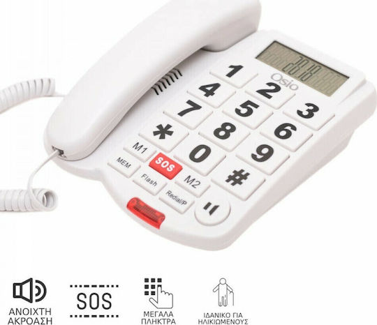 Osio OSWB-4760 Corded Office Phone for Seniors White OSWB-4760W