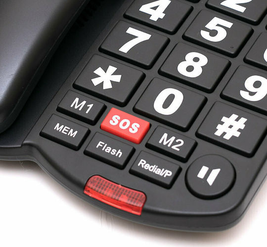 Osio OSWB-4760 Telefon cu Fir de Birou pentru Persoane În Vârstă Negru OSWB-4760B