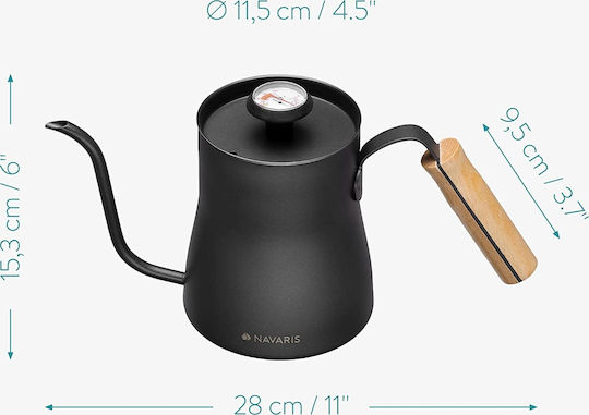 Navaris Rostfreier Stahl Teekessel Schwarz 1000ml