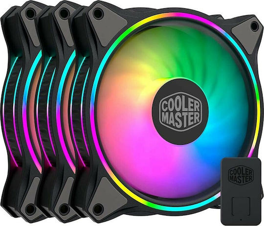 CoolerMaster Masterfan MF120 Halo 3IN1 Case Fan 1800rpm 47.2cfm with ARGB Lighting and 4-Pin PWM Connection