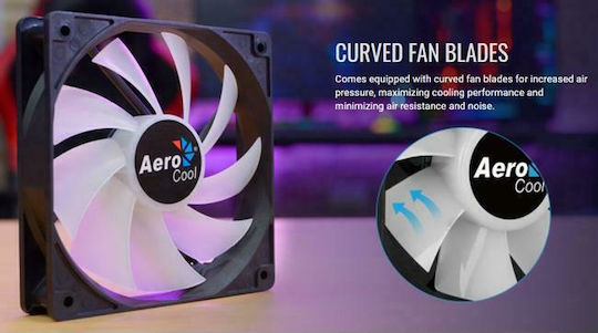 Aerocool Frost 12 FRGB Корпусен вентилатор 120мм с връзка 3-Pin / 4-пинов молекс 1бр Черен