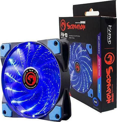 Marvo FN10 Case Fan 120mm with Red Lighting and Connection 3-Pin / 4-Pin Molex 1pcs