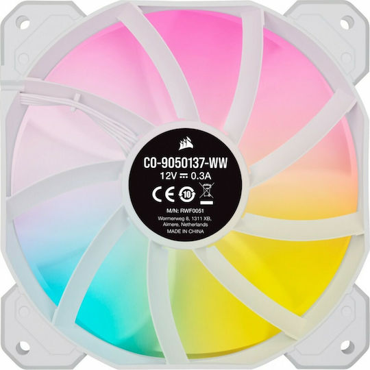 Corsair iCUE SP120 Elite Performance Case Fan 1500rpm 47.73cfm with ARGB Lighting and 4-Pin PWM Connection 3pcs White