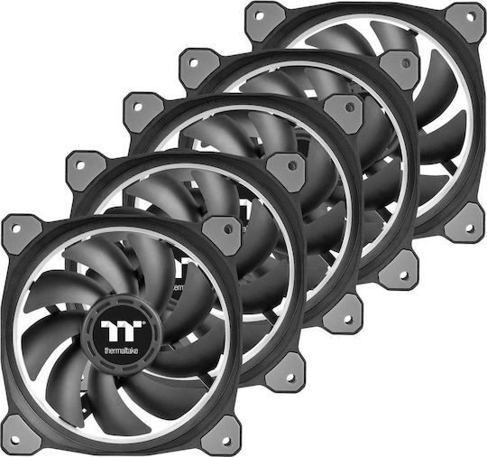 Thermaltake Riing Plus 14 RGB Radiator Fan TT Premium Gehäuselüfter 140mm mit Verbindung 4-Pin PWM 5Stück Schwarz
