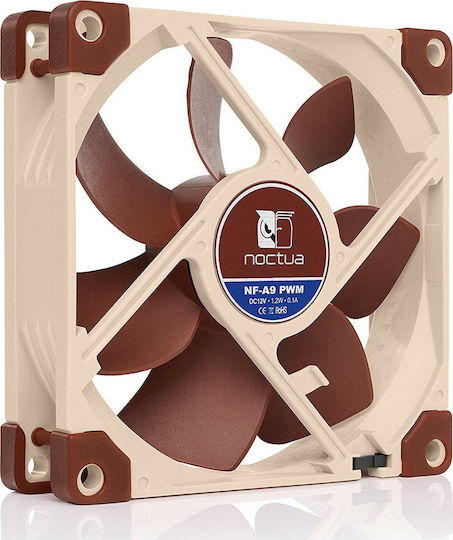 Noctua NF-A9 Gehäuselüfter 92mm (2000rpm / 46,44cfm) Ohne LEDs Beleuchtung und Verbindung 4-Pin PWM Braune