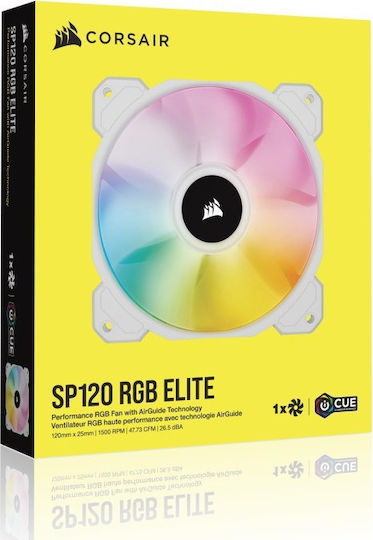 Corsair iCUE SP120 RGB Elite Performance Gehäuselüfter mit Verbindung 4-Pin PWM 1Stück Weiß