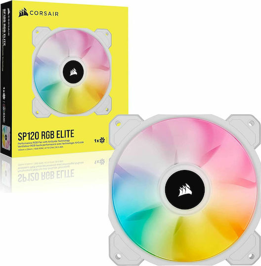 Corsair iCUE SP120 RGB Elite Performance Gehäuselüfter mit Verbindung 4-Pin PWM 1Stück Weiß