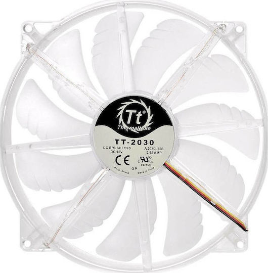 Thermaltake Pure 20 LED Case Fan 200mm (800rpm / 129.639cfm) with Blue Lighting and 3-Pin Connection White