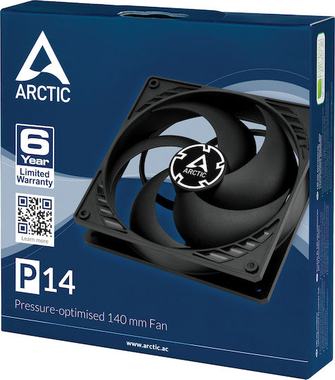 Arctic P14 Ventilator Carcasă 140mm (1700rpm / 72.8cfm) Fără Iluminare LED și Conexiune 3-Pin