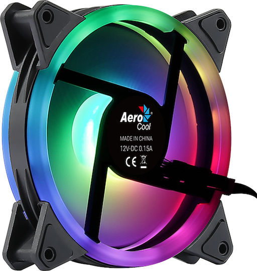 Aerocool Duo 12 ARGB Gehäuselüfter 120mm mit Verbindung 6-polig 1Stück Schwarz