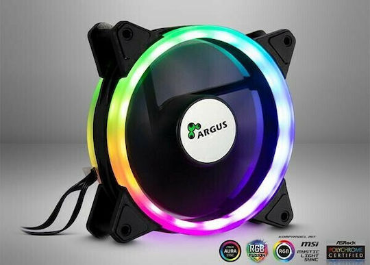 Argus RS-041 RGB Case Fan 120mm (1200rpm / 35cfm) με Σύνδεση 4-Pin PWM
