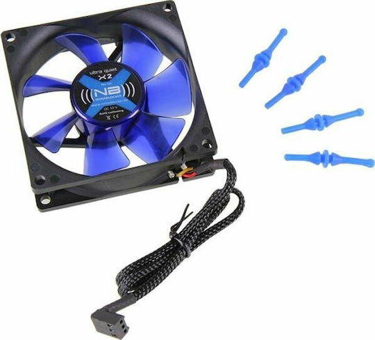 Noiseblocker BlackSilent X2 Case Fan 80mm (1800rpm / 26.5cfm) Without LEDs Lighting and Connection 3-Pin