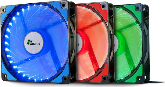 Inter-Tech L-12025 Case Fan (1200rpm / 34.99cfm) With Red Lighting And Connection 3-Pin / 4-Pin Molex