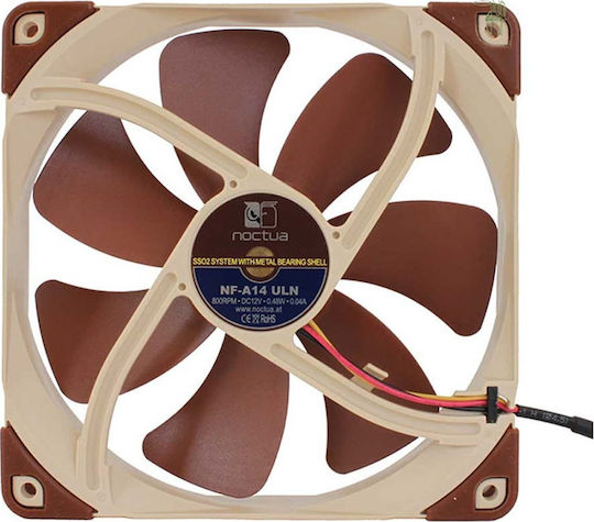 Noctua NF-A14 ULN Gehäuselüfter 140mm (800rpm / 46,96cfm) Ohne LEDs Verbindung 3-polig / 4-Pin Molex Braune