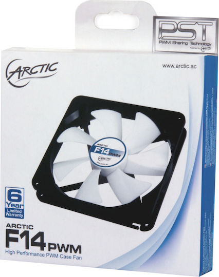 Arctic F14 PWM Gehäuselüfter 140mm mit Verbindung 4-Pin 1Stück Black/White