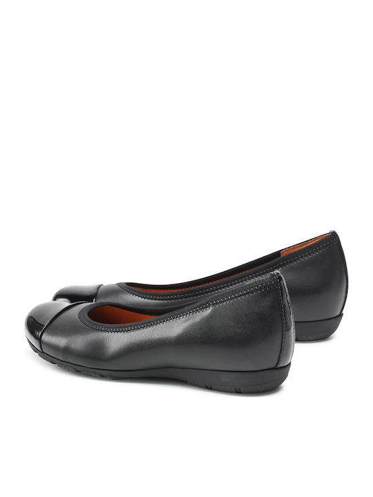 Lederne Damen Ballerinas in Schwarz Farbe