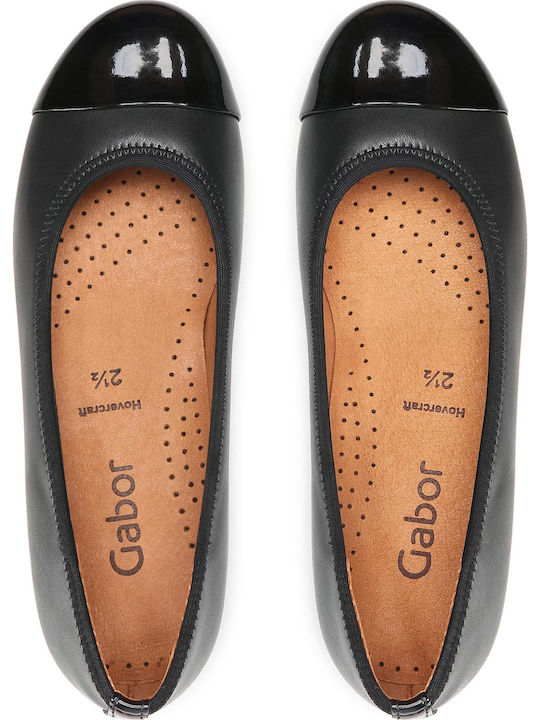 Lederne Damen Ballerinas in Schwarz Farbe