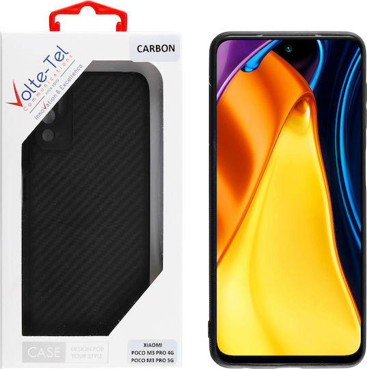 Volte-Tel Carbon Camera Protective Back Cover Silicon Negru (Poco M3 Pro)