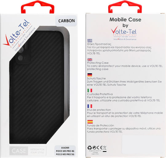 Volte-Tel Carbon Camera Protective Back Cover Silicon Negru (Poco M3 Pro)