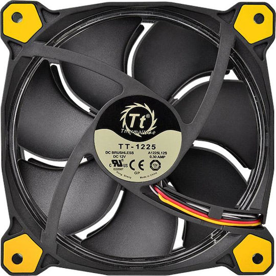 Thermaltake Riing 14 LED Yellow Case Fan 140mm (1400rpm / 51.15cfm) with Yellow Lighting and 3-Pin Connection