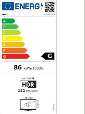 Sony Smart Τηλεόραση 50" 4K UHD LED KD-50X81J HDR (2021) KD50X81JAEP
