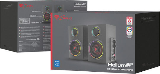 Natec Helium 300 BT Безжични компютърни тонколони Компютърни тонколони 2.0 с RGB осветление и Bluetooth Мощност 24W в Черен цвят