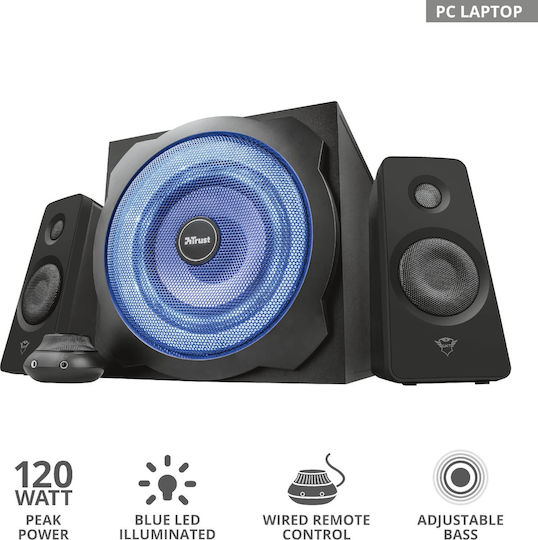 Trust GXT 628 2.1 Illuminated Computerlautsprecher 2.1 mit Leistung 60W in Schwarz Farbe