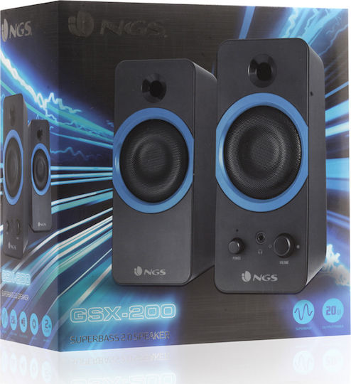 NGS GSX-200 Ηχεία Υπολογιστή 2.0 με Ισχύ 20W Μαύρα