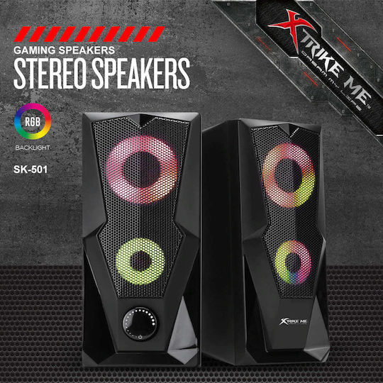 Xtrike Me SK-501 Компютърни тонколони 2.0 с RGB осветление и мощност 6W в Черен цвят