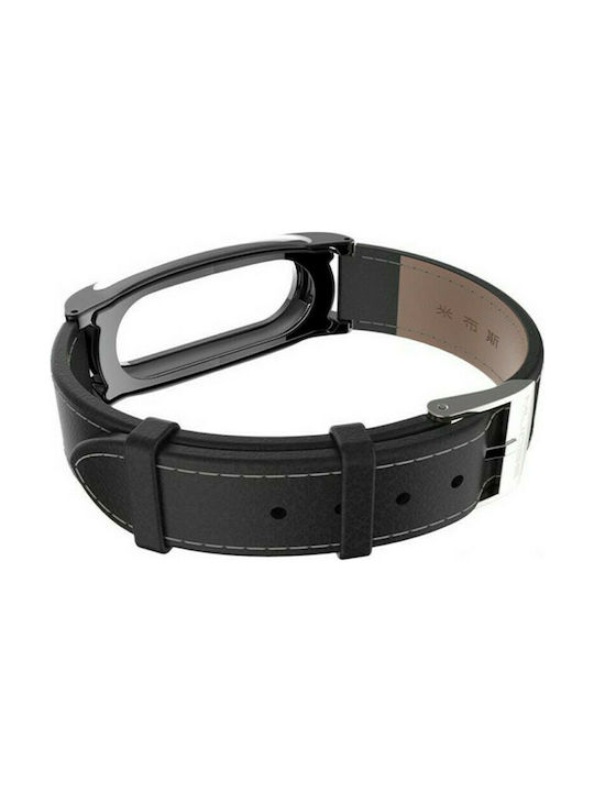 Tech-Protect Herms Каишка Кожа Черен (Mi Band 3/Mi Smart Band 4 - Ми Банд 3/Ми Смарт Банд 4)