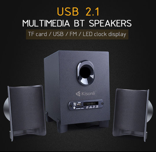 Kisonli ΤM-6000U 2.1 Wireless Speakers with Bluetooth 6W Black
