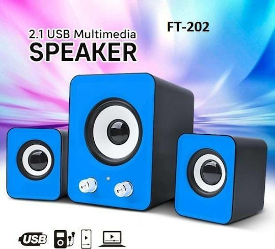 FT-202 Difuzoare de Calculator 2.1 cu Putere 3W în Albastru Culoare