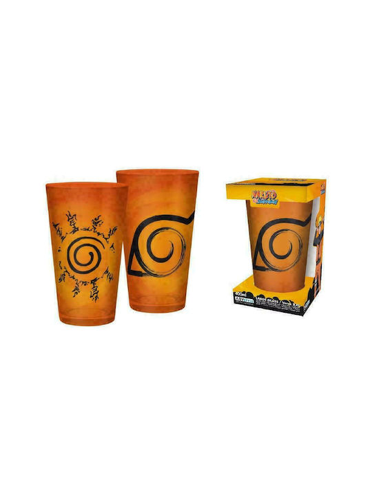 Abysse Naruto Konoha & Sea Symbol Glass made of Glass in Orange Color 400ml