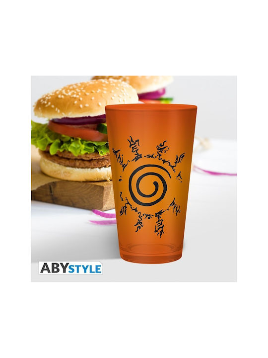 Abysse Naruto Konoha & Sea Symbol Glass made of Glass in Orange Color 400ml