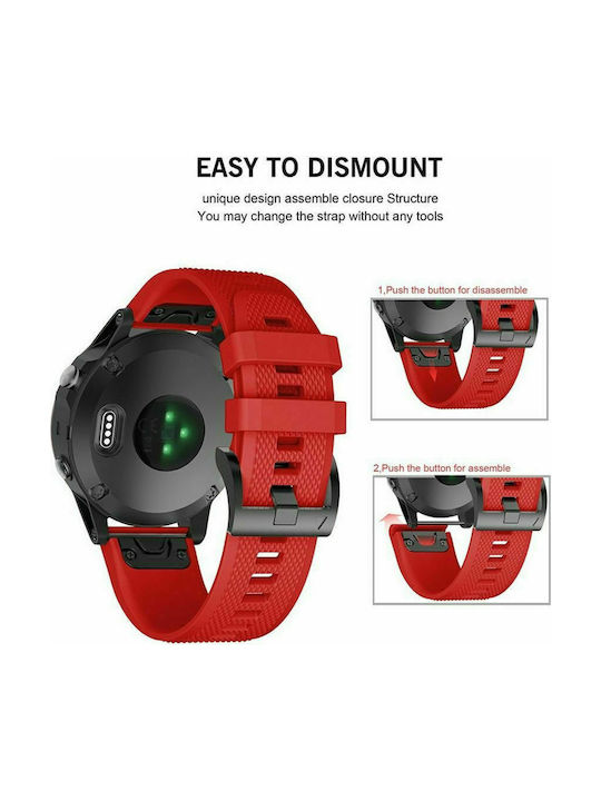 Curea Silicon Roșu (Garmin Fenix 3/5x/3hr/5x Plus/6x/6x/6x/6x Pro/7x)