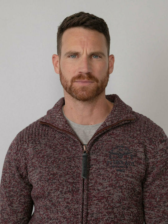 Men's Knitted Cardigan Burgundy