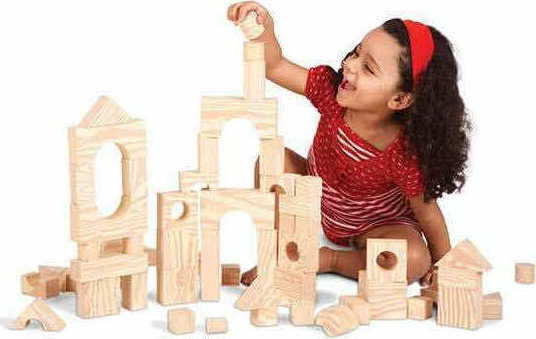 Edushape Stackable Building Blocks with Wood Finish Wooden for 3+ Years 80 Pieces