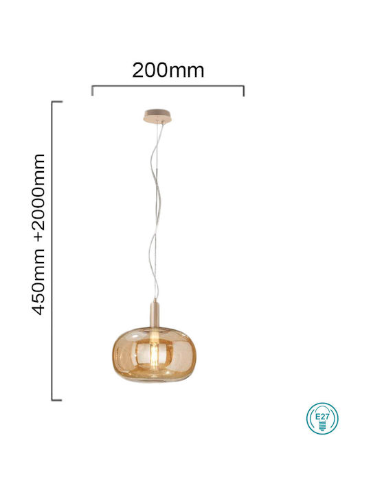 Ondaluce Pendant Light Honey with Socket E27 20cm