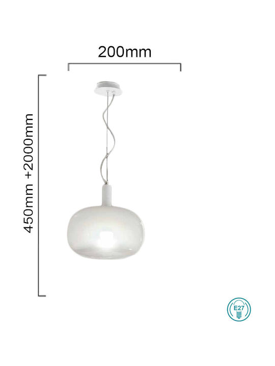 Ondaluce Pendant Light White with Socket E27 20cm