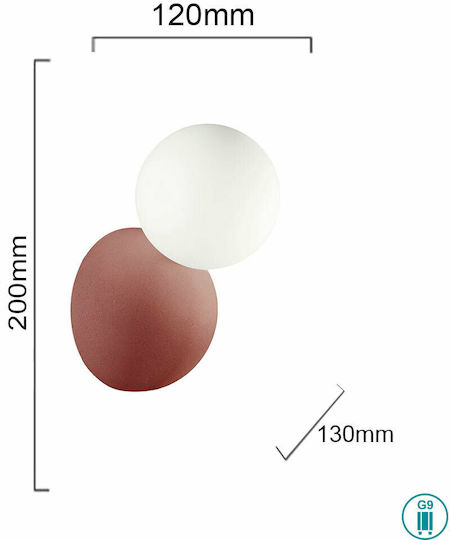 Ondaluce Ap.Rock/Rosso Modern Leuchte Wand mit Fassung G9 Rot 13x12cm
