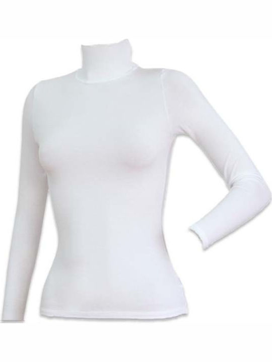 Fimelle Women's Long Sleeve Turtleneck T-Shirt White