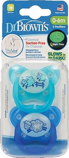 Dr. Brown's PV12006 Orthodontische Schnuller Silikon Nacht Schaf - Blau für 0-6 Monate 2Stück
